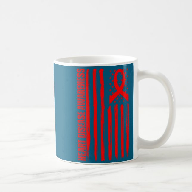 Caneca De Café Heart Disease Awareness American Flag Chd Congenit (Direita)