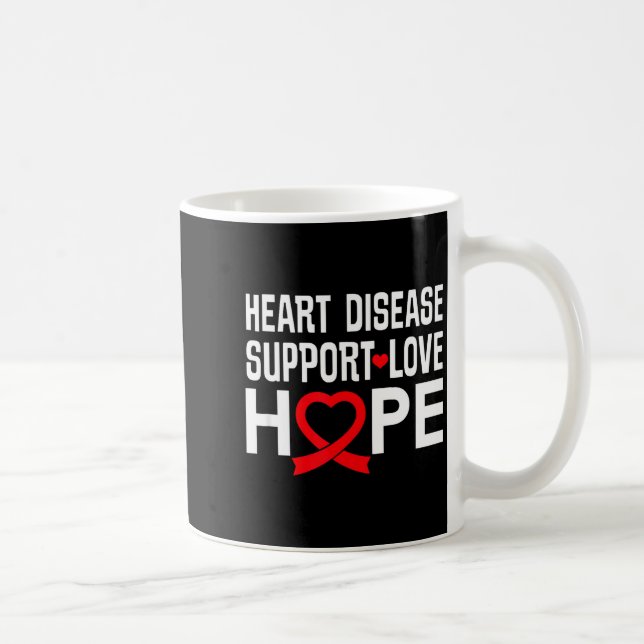 Caneca De Café Heart Disease Suprt Love Hope Red Ribbon  (Direita)