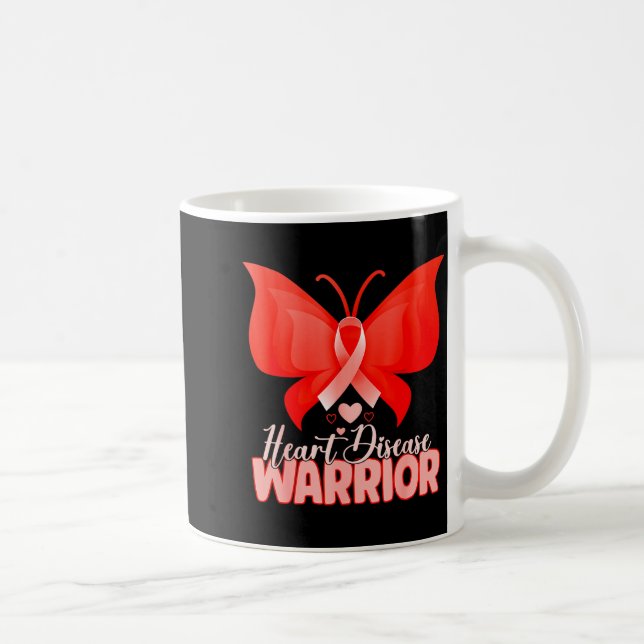 Caneca De Café Heart Disease Warrior Butterfly Red Heart Disease  (Direita)