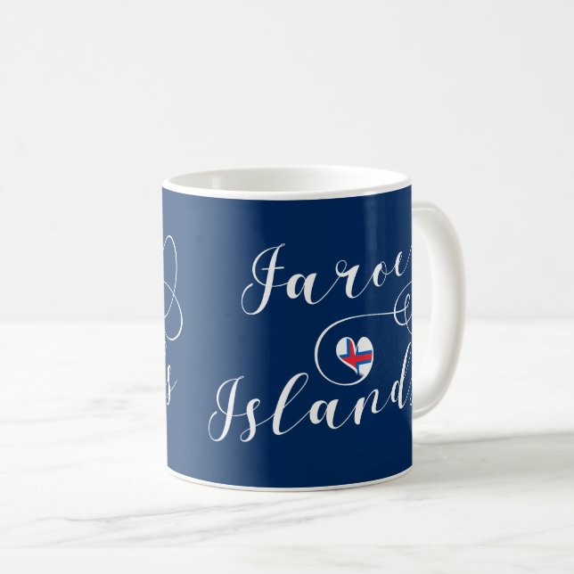 Caneca De Café Heart Faroe Islands Flag, Ilhas Faroé (Frente Esquerda)