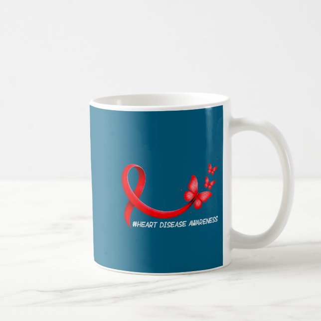 Caneca De Café Heart Health Heart Disease Awareness Chd Red Ribbo (Direita)