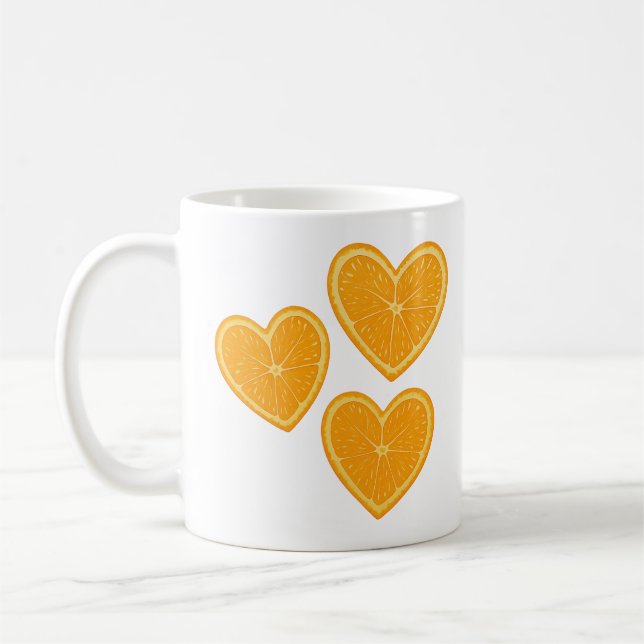 Caneca De Café Heart Orange Mug – Cute Citrus Coffee Cup  (Esquerda)