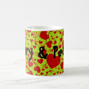 Caneca De Café HEART Padrão ART 5 + seu texto verde-claro
