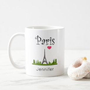 Caneca De Café Heart Paris com Eiffel Tower Custom
