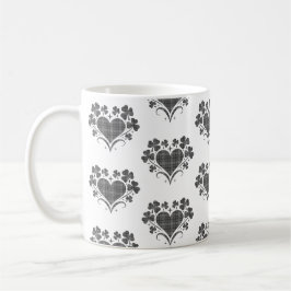 Caneca De Café Heart Shamrock Plaid Gray Tartan Clover
