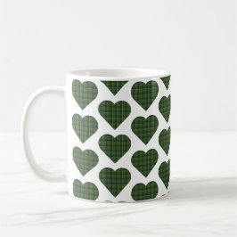 Caneca De Café Heart Shaped Plaid Green Evergreen