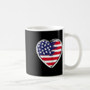 Caneca De Café Heart Us Flag 4 De Julho Patriótico Americano
