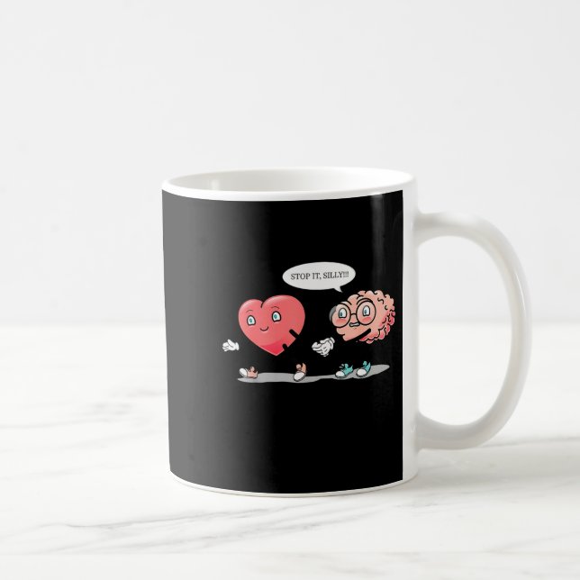 Caneca De Café Heart Vs Brain Heart Leading Brain Valentines  (Direita)