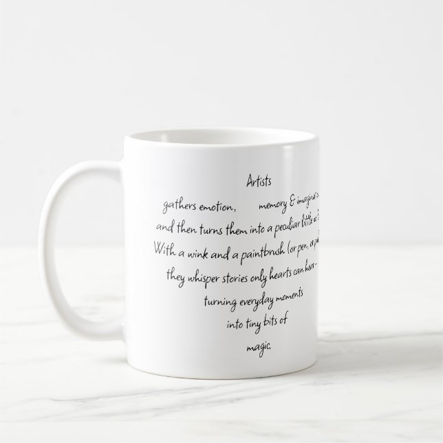Caneca De Café Heart Words Explaining and Artist Whimsical Art (Esquerda)