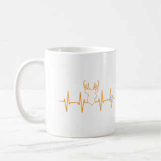 Caneca De Café Heartbeat Deer Funny Deer Hunting For Hunter