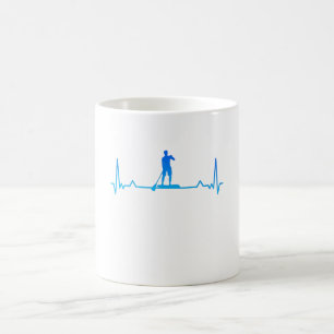 Caneca De Café Heartbeat Levante Presente de Paddleboarding