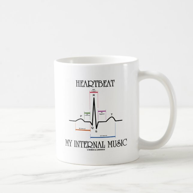 Caneca De Café Heartbeat My Internal Music (ECG/EKG Heartbeat) (Direita)