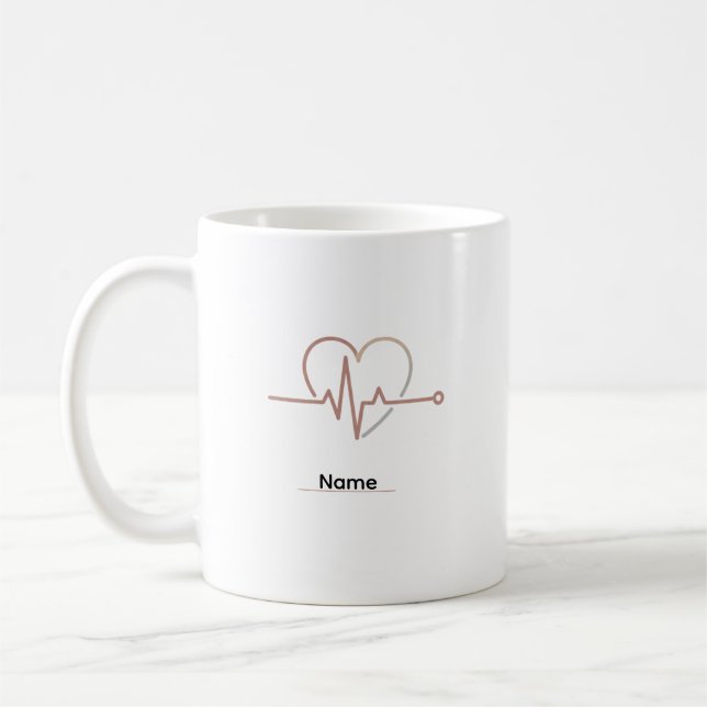 Caneca De Café Heartbeat Pulse Love Minimalist  (Esquerda)