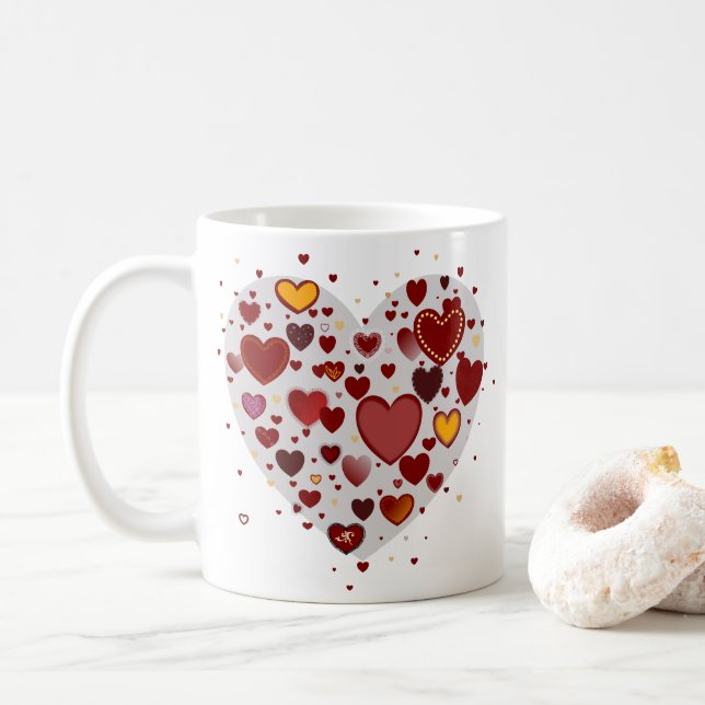Caneca De Café Hearts allover (Com Donut)