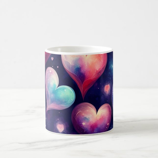 Caneca De Café Hearts Galaxy Watercolor Namorados Art (Centro)