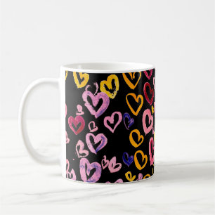 Caneca De Café Hearts Galore: Padrão Sem Costura De Aquarela