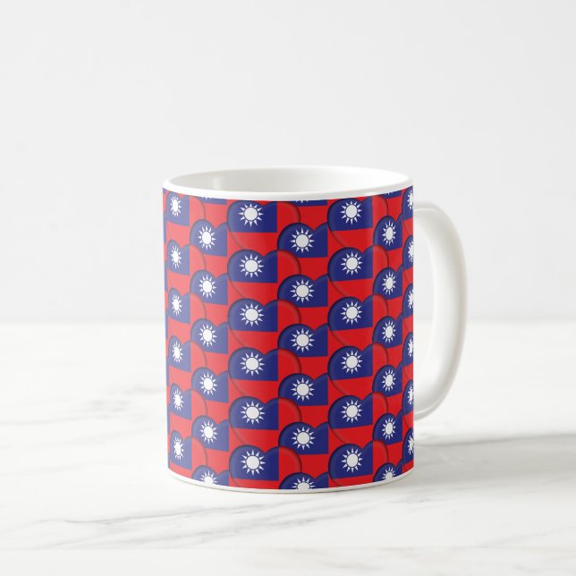 Caneca De Café Hearts & Taiwan Flag / Taiwan (Frente Esquerda)