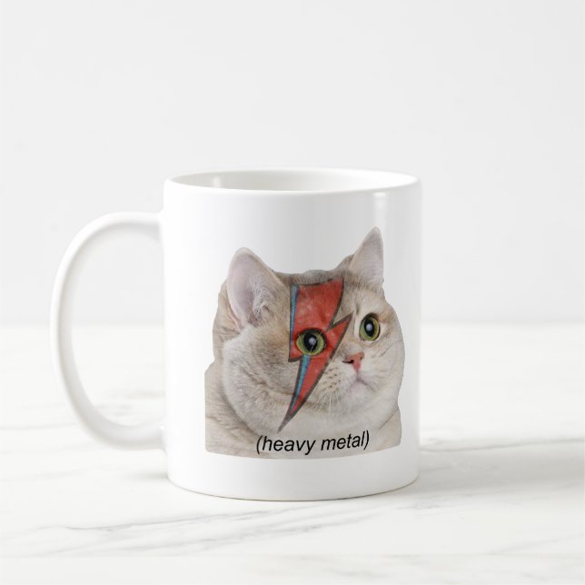Caneca De Café Heavy Breathing Cat Meme Heavy Metal Rocker (Esquerda)