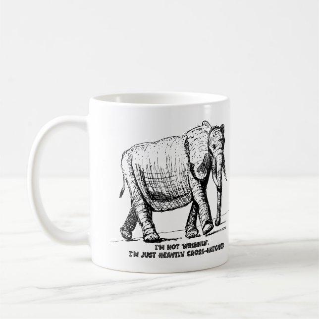 Caneca De Café Heavy Cross-Hatched Elephant (Esquerda)