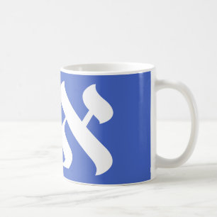 Caneca De Café Hebraico Aleph Tav Azul e Branco