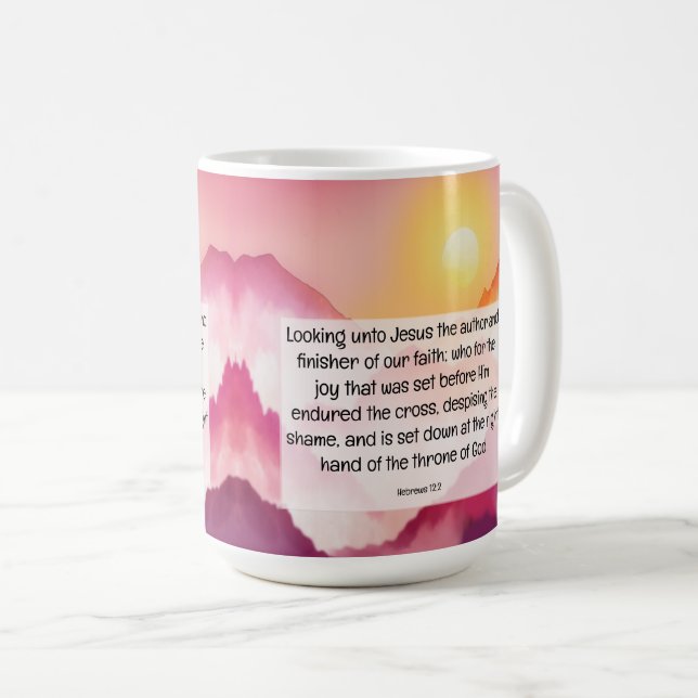 Caneca De Café Hebreus 12:2 (Frente Esquerda)