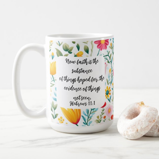 Caneca De Café Hebrews 11:1 Coffee Mug (Com Donut)