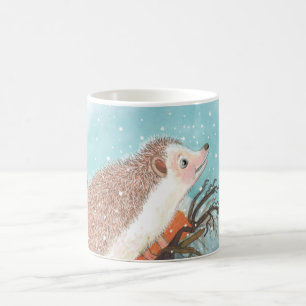 Caneca De Café Hedgehog e primeiros flocos de neve