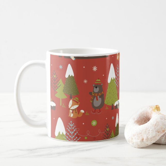 Caneca De Café Hedgehog e Winter Bear Christmas (Com Donut)