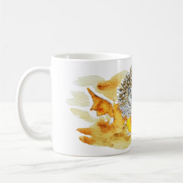 Caneca De Café Hedgehog In Fall Leaves