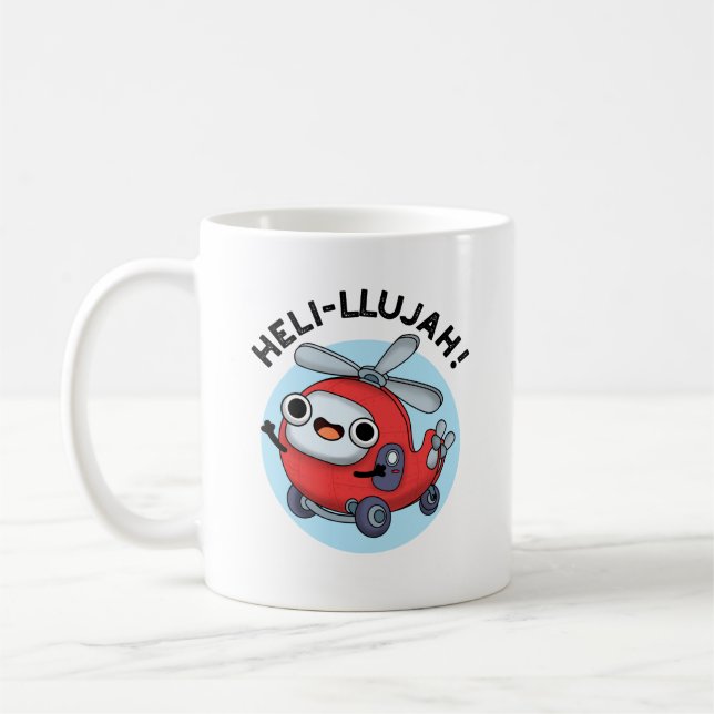 Caneca De Café Heli-Llujah Funny Helicopter Pun (Esquerda)