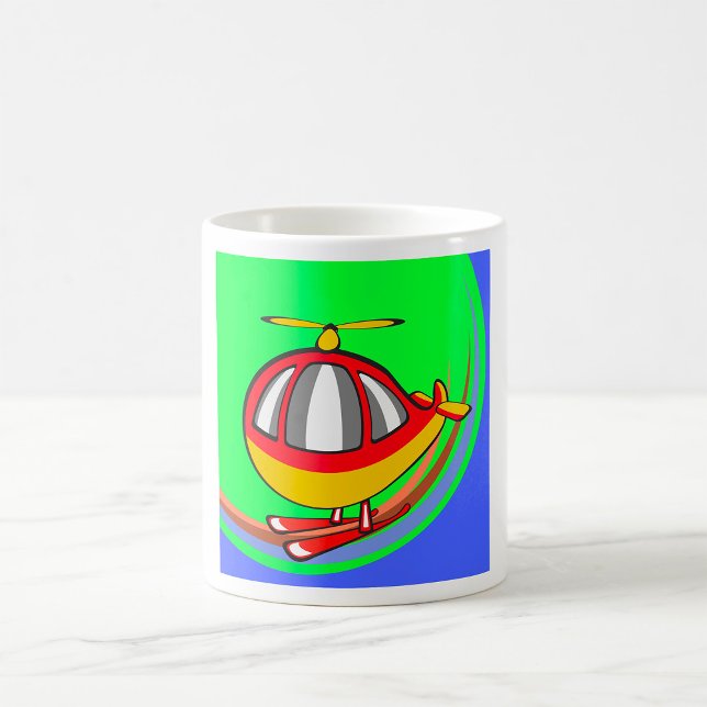 Caneca De Café Helicóptero Amarelo E Vermelho (Criador carregado)