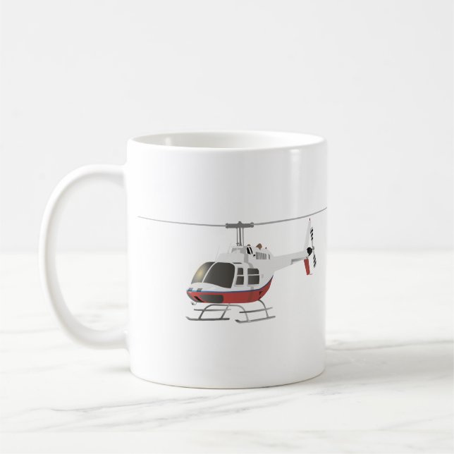 Caneca De Café Helicóptero branco e vermelho (Esquerda)