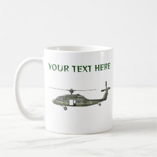 Caneca de Café Helicóptero Camuflagem Militar Nome