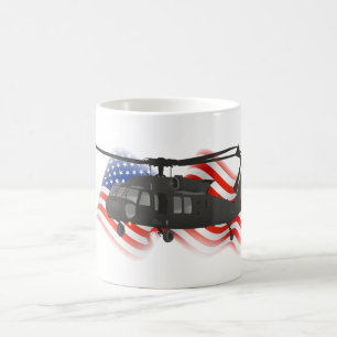 Caneca De Café Helicóptero preto patriótico das forças armadas
