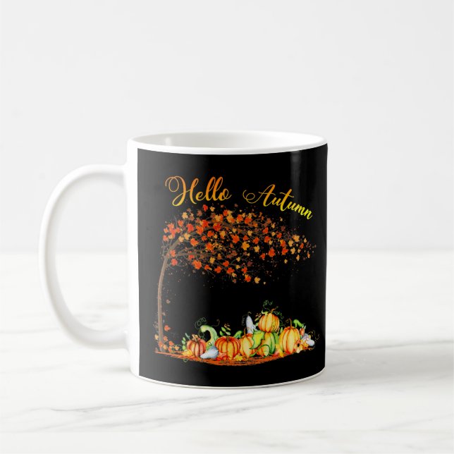 Caneca De Café Hello Autumn Hello Fall Pumpkin Fall Lover Thanksg (Esquerda)