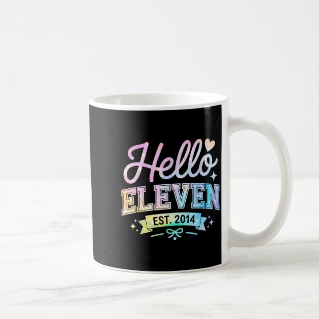 Caneca De Café Hello Eleven Est 2014 Coquette Bow 11th Birthday G (Direita)