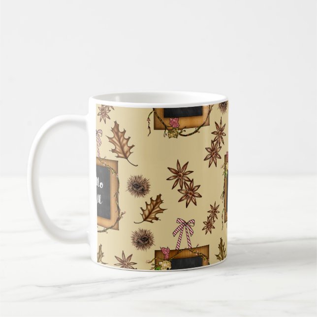 Caneca De Café Hello Fall with Autumn Leaves (Esquerda)