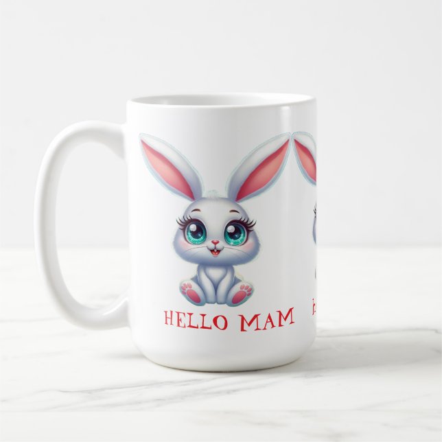 Caneca De Café Hello Mom Mug – Cute Bunny Coffee Cup (Esquerda)