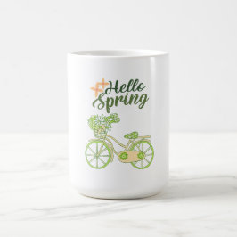 Caneca De Café Hello Spring Vintage Bicycle Illustration 