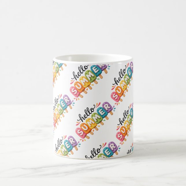 Caneca De Café Hello Summer Faux Yarn Design (Centro)