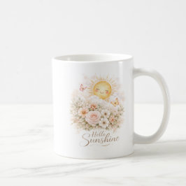 Caneca De Café Hello Sunshine Design – Cute Sun and Floral 