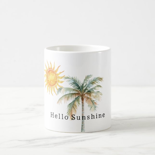 Caneca De Café Hello Sunshine Tropical Palm Tree (Centro)
