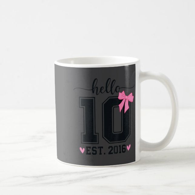 Caneca De Café Hello Ten Est 2016 10th Birthday Coquette Bow 10 Y (Direita)