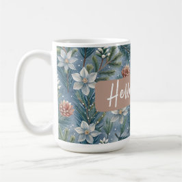 Caneca De Café Hello Winter Pines & Flowers