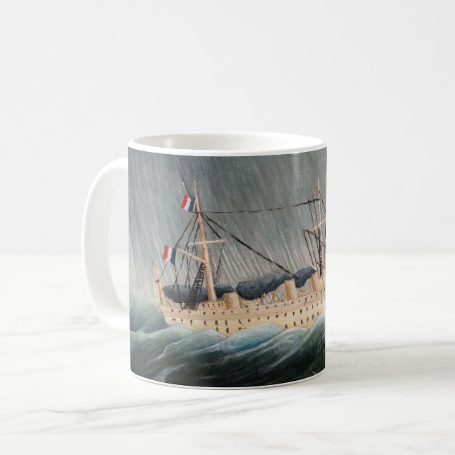 Caneca De Café Henri Rousseau - O Navio no Tempest (Frente Esquerda)