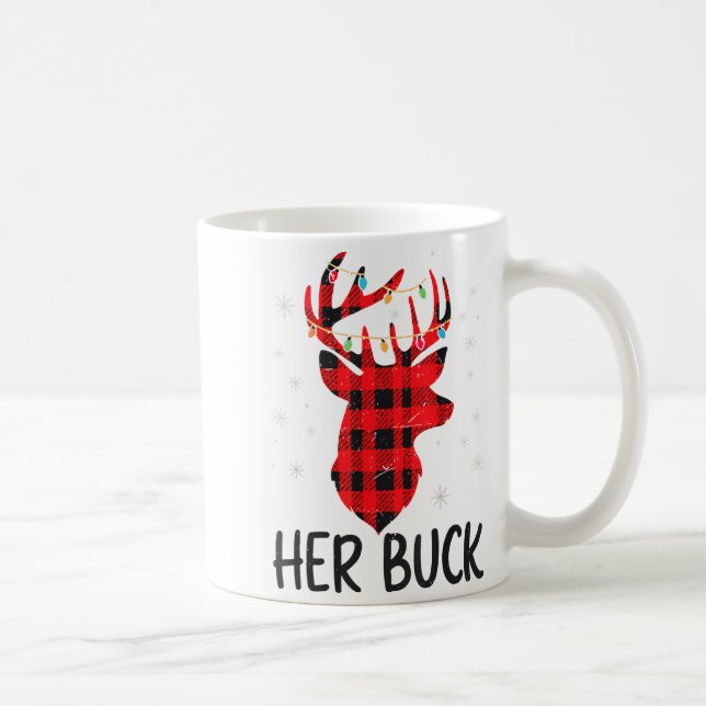 Caneca De Café Her Buck Deer Hunting Christmas Husband Gift Coupl (Direita)