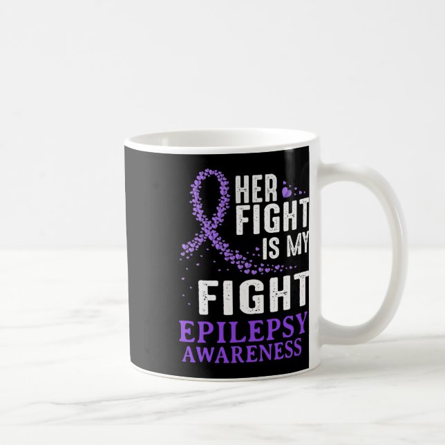 Caneca De Café Her Fight Epilepsy Awareness Purple Ribbon Epilept (Direita)