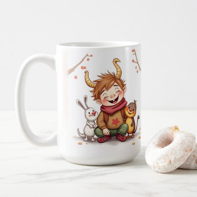 Caneca De Café „Herbstfreunde – Ein Tag voller Lachen“ (Com Donut)