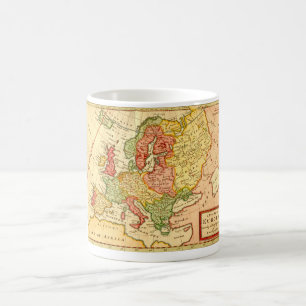 Caneca De Café Herman Moll Map da Europa do século XVII