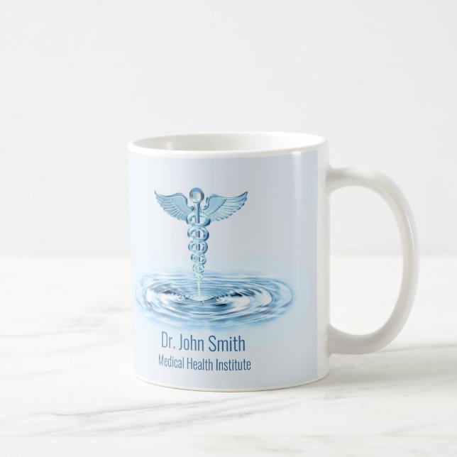 Caneca De Café Hermes Médicos Rod Caduceus Blue Water Ripes (Direita)